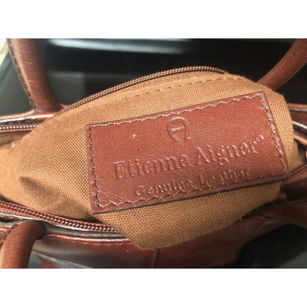 Etienne Aigner Brown Leather Small Top-Handle Tote - Picture 11 of 15